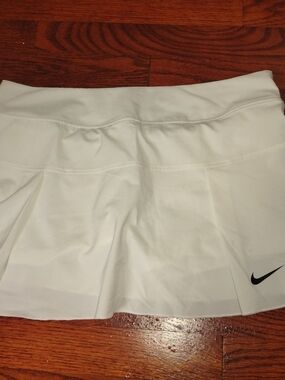 Nike White Dri-FIT Athletic Skirt with Black Swoosh